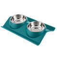 Load image into Gallery viewer, Double Stainless Steel Set with Spill-Proof Tray Base Food And Water Bowl