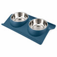 Load image into Gallery viewer, Double Stainless Steel Set with Spill-Proof Tray Base Food And Water Bowl