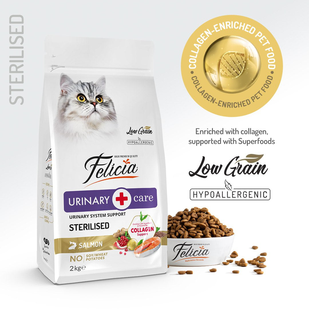 Felicia Low Grain Urinary Care Sterilised Salmon Cat Food Hypoallergenic