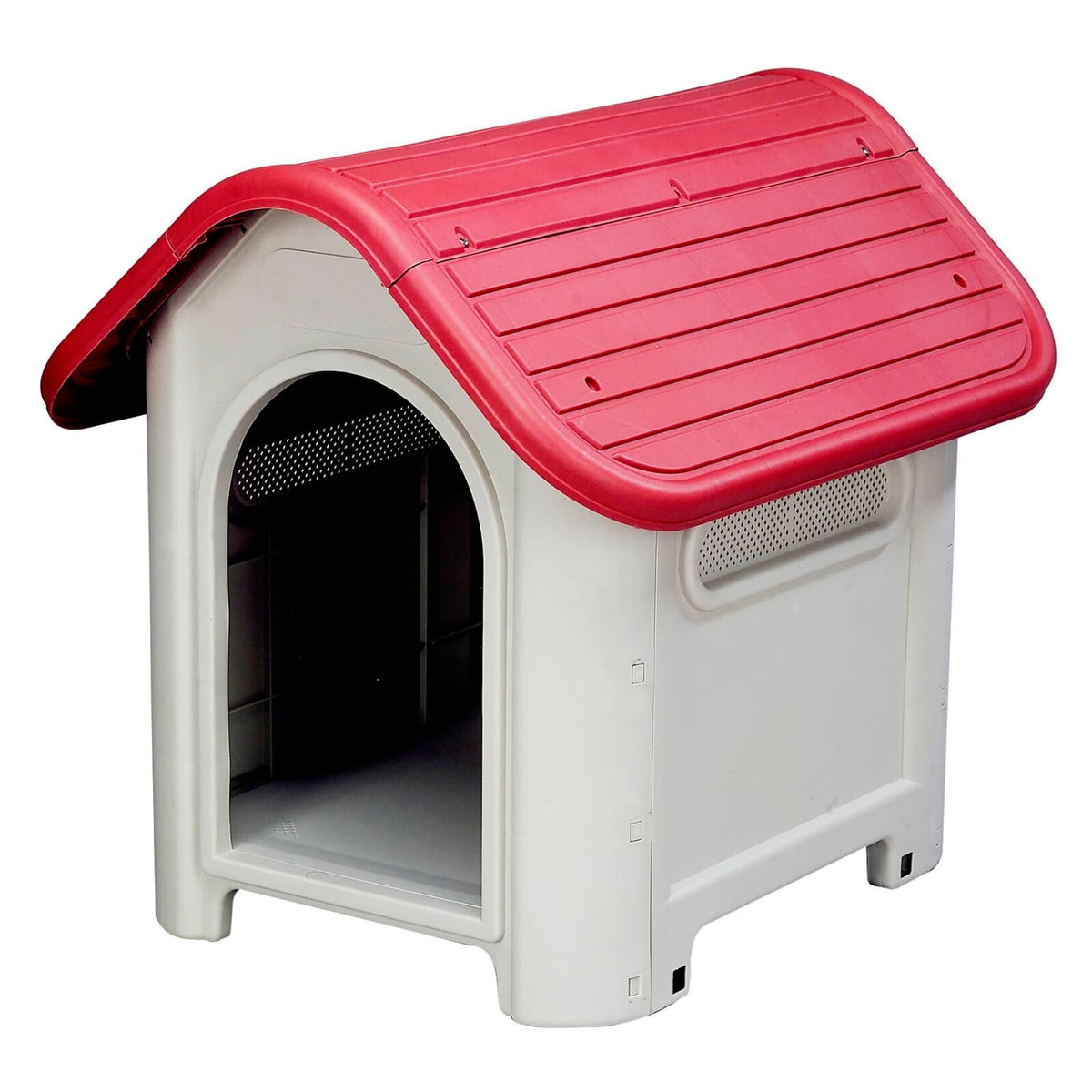Waterproof Outdoor Plastic Dog Kennel House with Air Vents and Metal Door