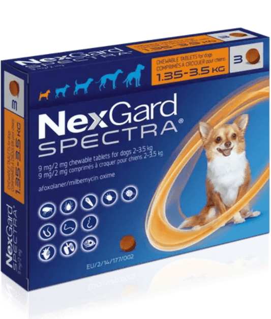 Nexgard Spectra - Tick, Flea and Worm Protection - 1.35kg-3.5kg