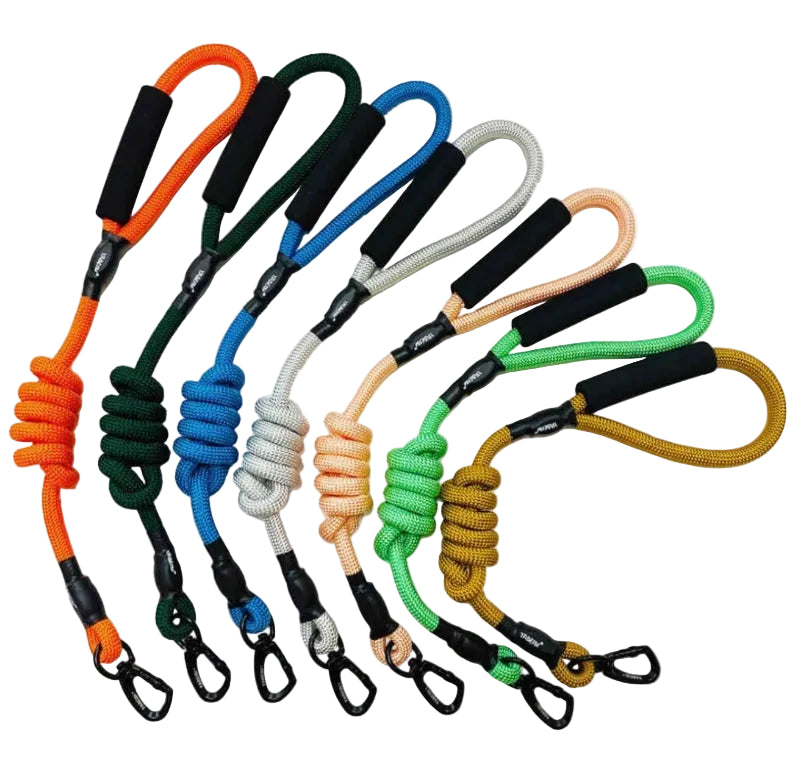 Heavy-Duty Braided Nylon Dog Leash with Padded Foam Handle & Shock-Absorbing Spring Knot