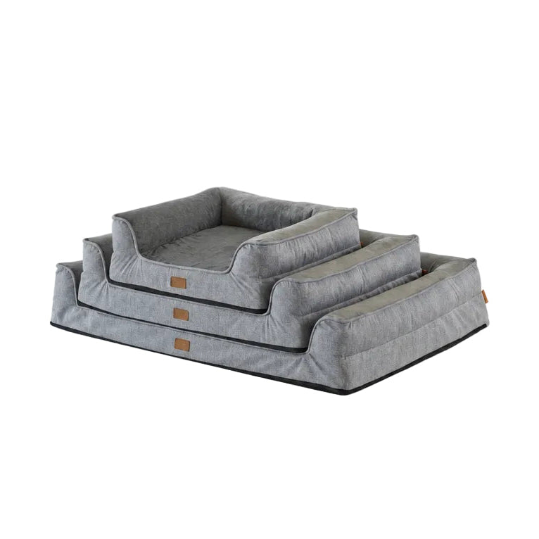 Koala Rectangular Fabric & Soft Plush Lounge Pet Bed | GRAY