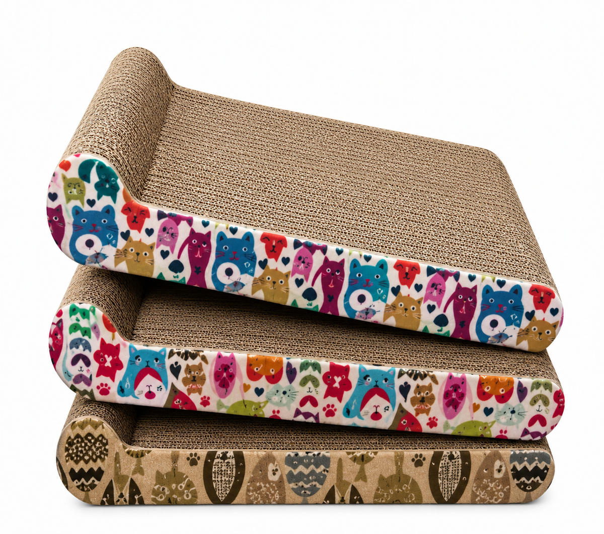 Curved Corrugated Cardboard Cat Scratcher Lounge Pad