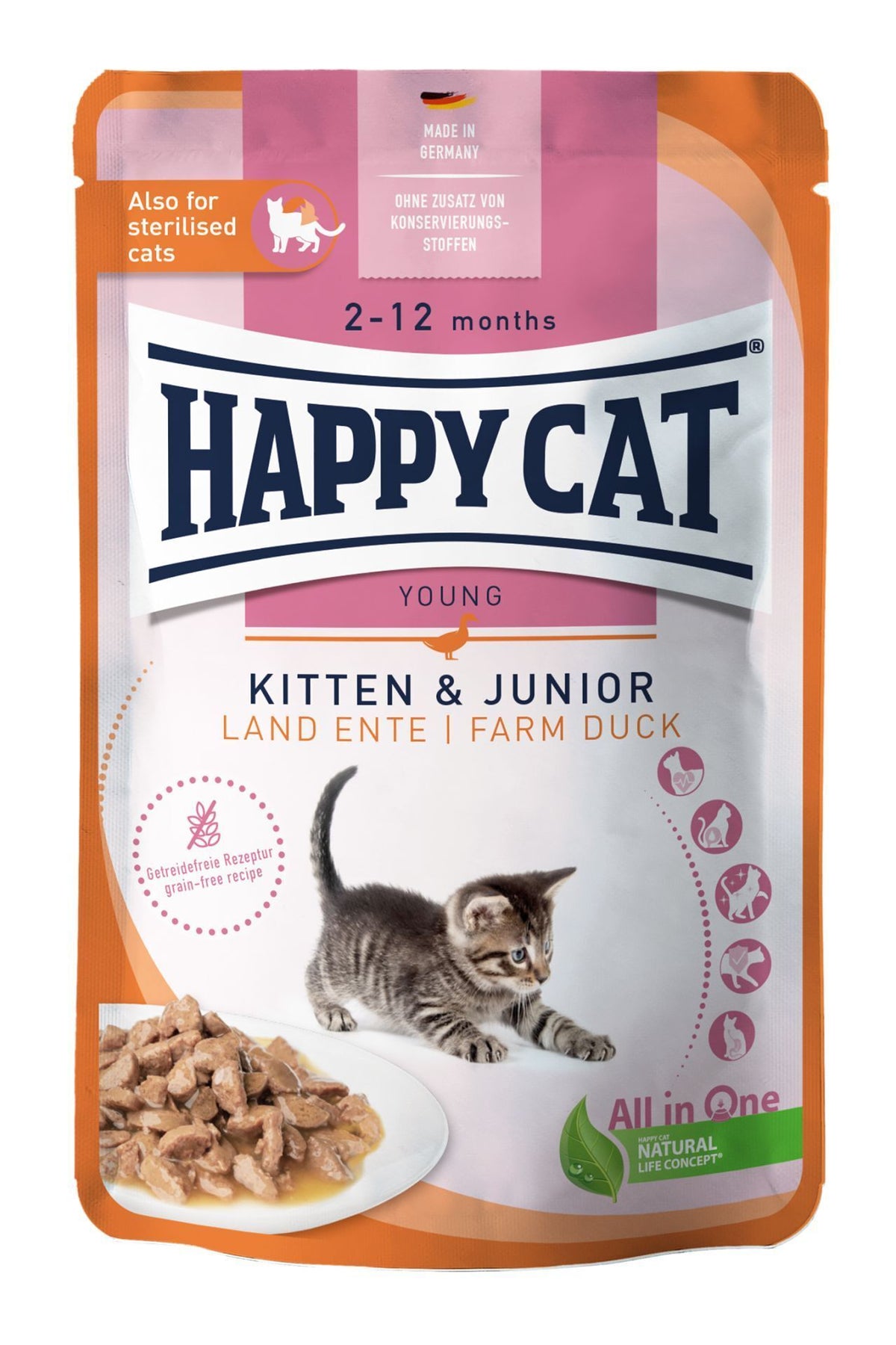 Happy Cat Kitten & Junior Farm Duck Wet Cat Food