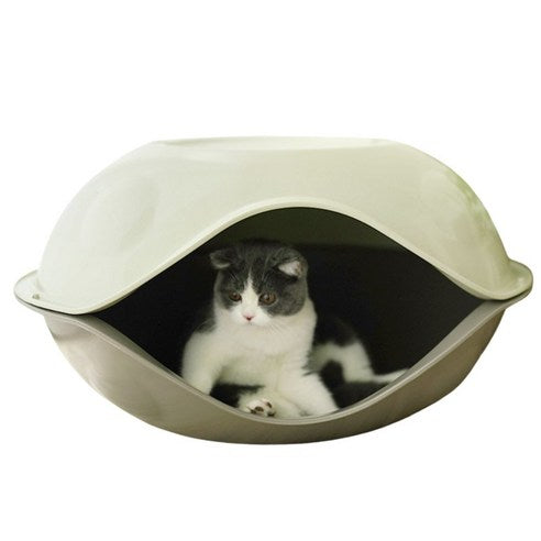 Enclosed Capsule Plastic Cat Bed & Detachable Pet Pod Hideaway