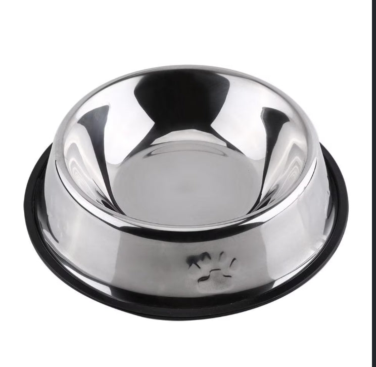 Stainless Steel Pet Bowl With Non-Skid Rubber Base