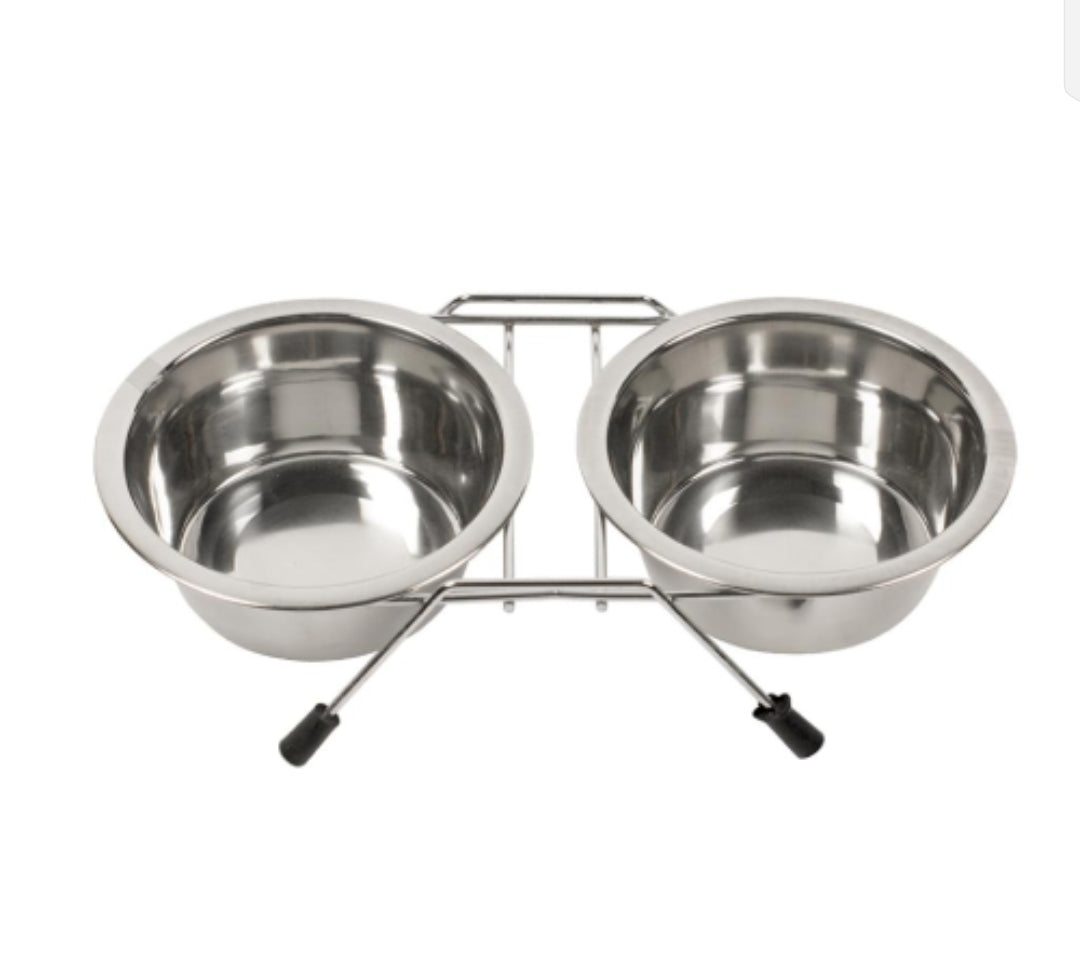 Stainless Steel Double Pet Bowl Stand