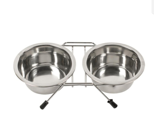 Stainless Steel Double Pet Bowl Stand