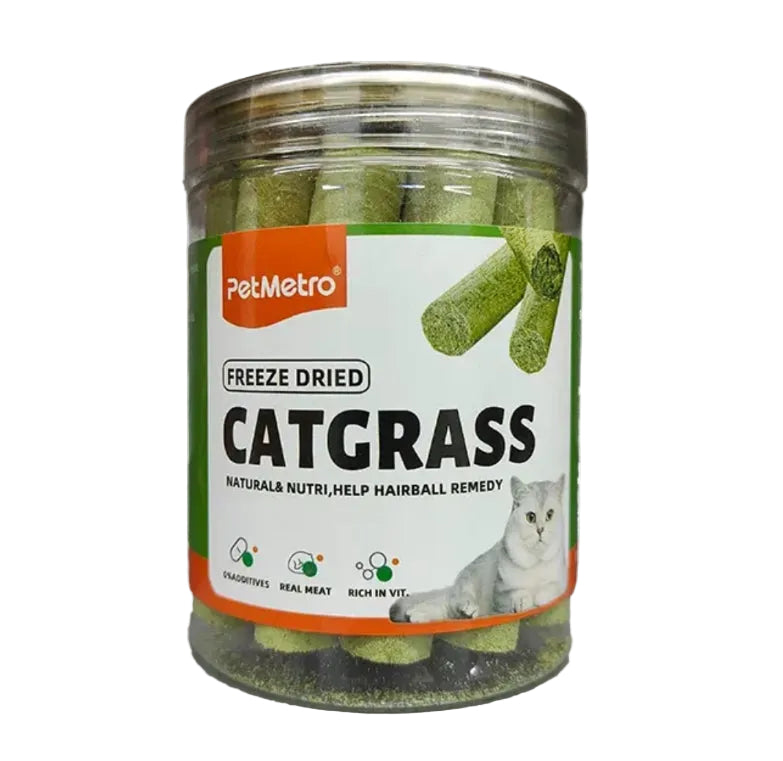 PetMetro Freeze Dried Catgrass Treats for Hairball Remedy