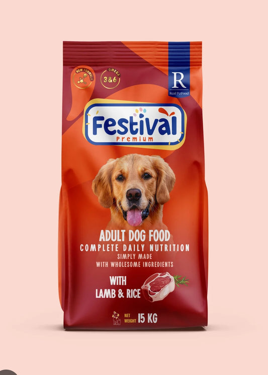 Festival Premium Adult Dry Dog Food with Lamb & Rice (15 kg)