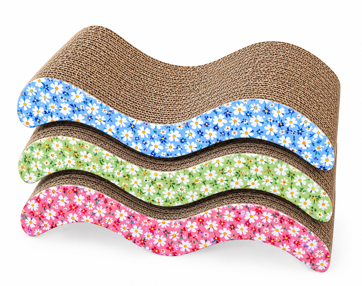 Wave-Shaped Corrugated Cardboard Cat Scratcher Lounge Pad