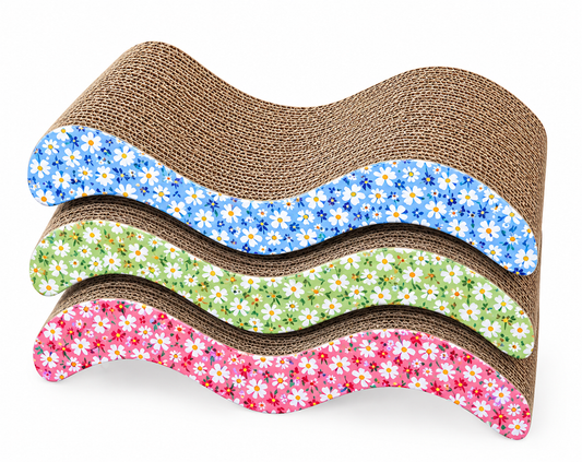 Wave-Shaped Corrugated Cardboard Cat Scratcher Lounge Pad