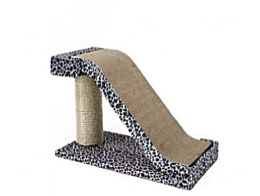 Slanted Cat Scratching Ramp with Sisal Board and Animal Print Trim