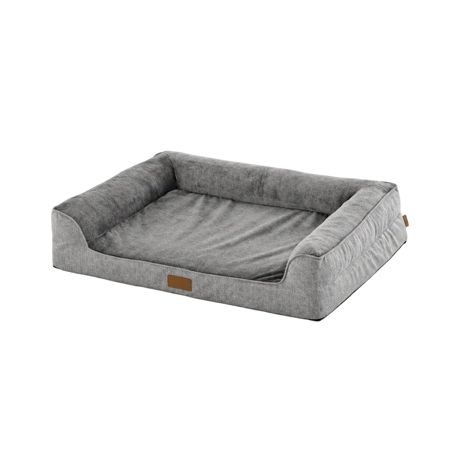 Koala Rectangular Fabric & Soft Plush Lounge Pet Bed | GRAY