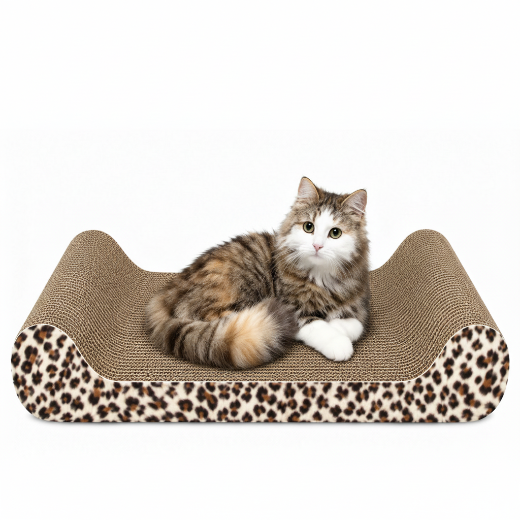 Curved Corrugated Cardboard Cat Scratcher Lounge Pad
