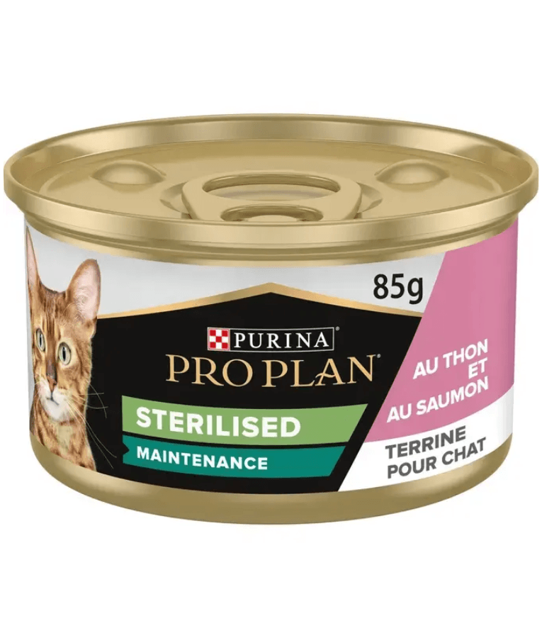 Purina - Pro Plan, Sterilised Adult Maintenance, Wet Cat Food, Terrine Rich in Tuna & Salmon