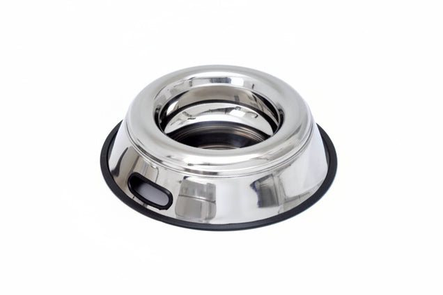 Stainless Steel Pet Bowl with Non-Skid Rubber Base