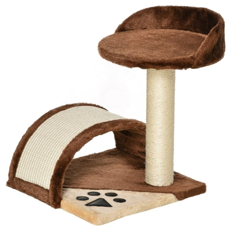 Small Cat Scratching Post with Elevated Bed and Scratching Bridge