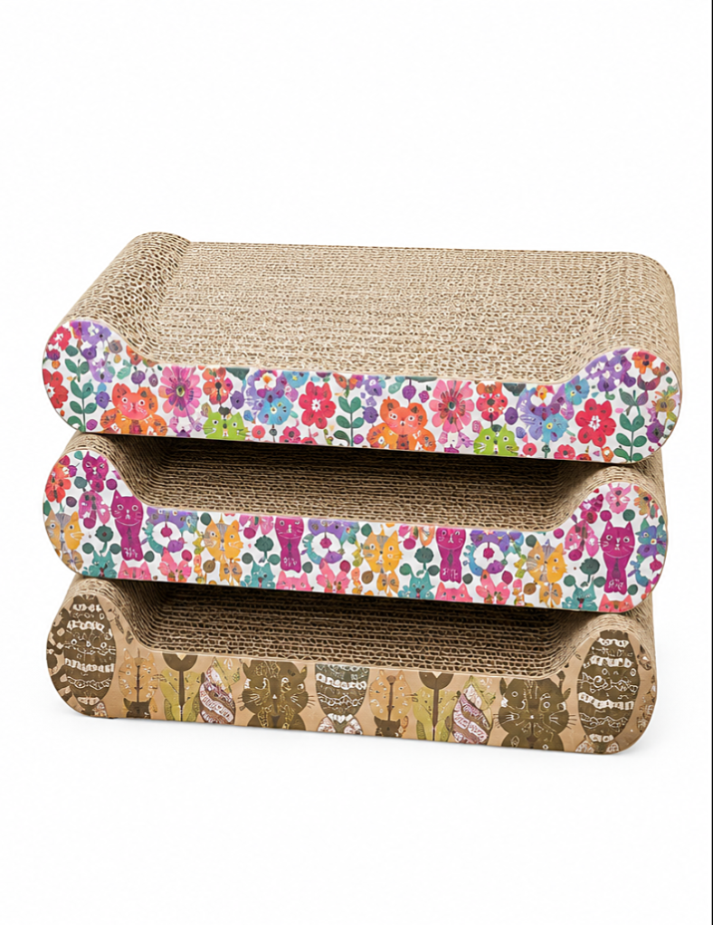 Curved Corrugated Cardboard Cat Scratcher Lounge Pad