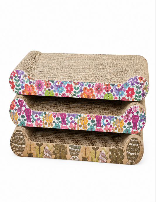 Curved Corrugated Cardboard Cat Scratcher Lounge Pad