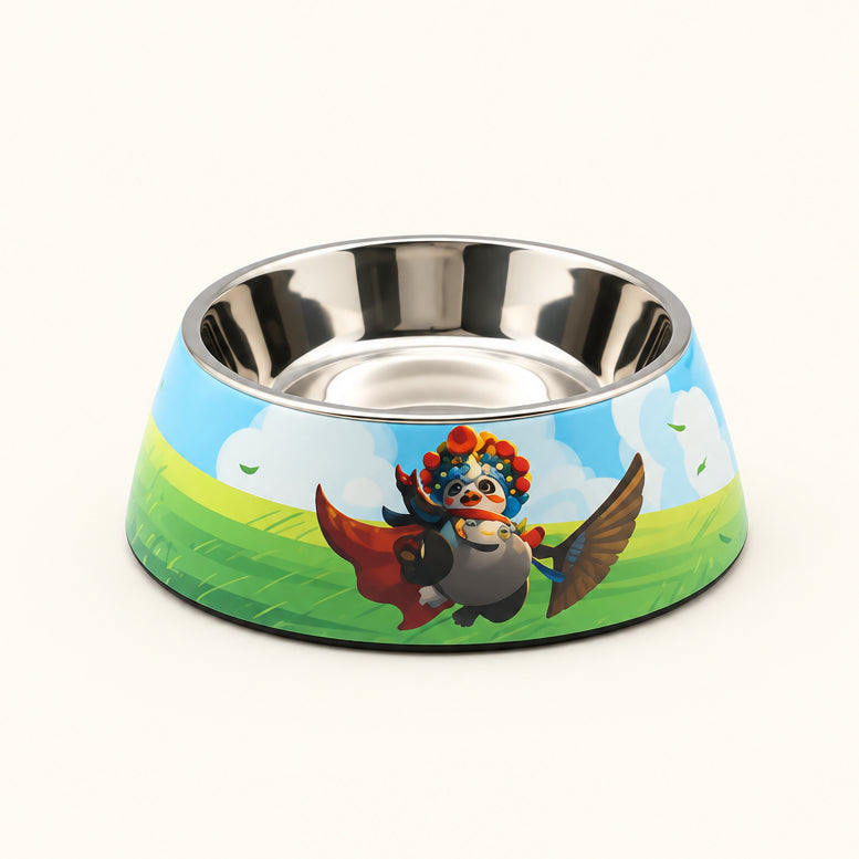 Printed Stainless Steel with Non-Skid Rubber Base Food And Water Bowl