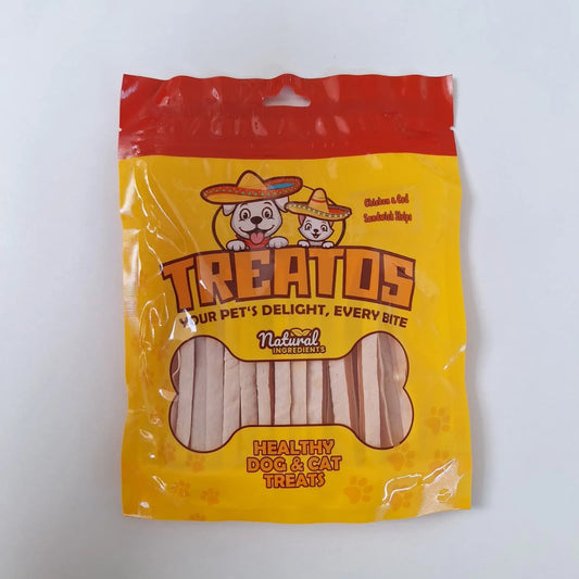 TREATOS - CHICKEN & COD SANDWICH STRIPS (200 G)