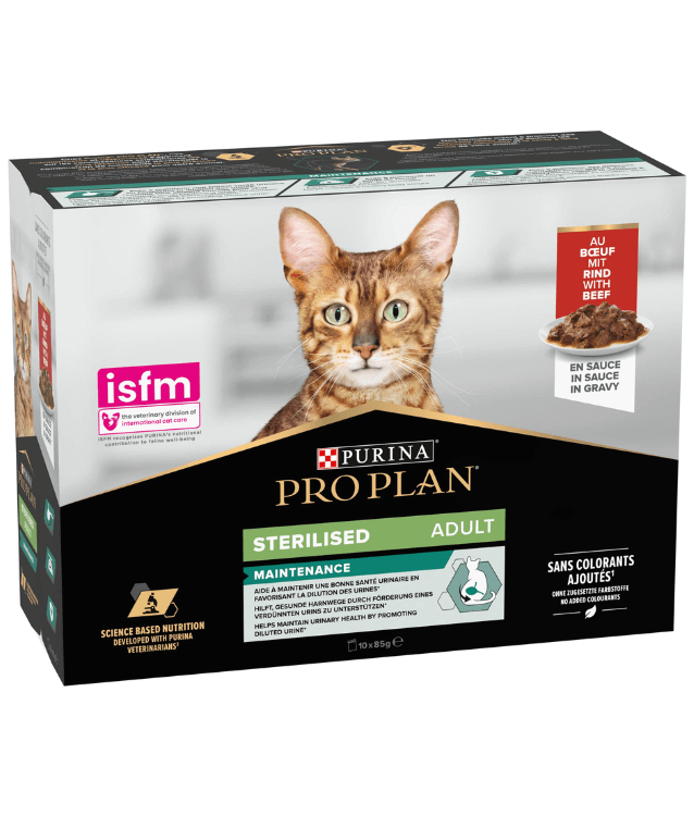 Purina - Pro Plan, Sterilised Wet Cat Food, Beef in Gravy
