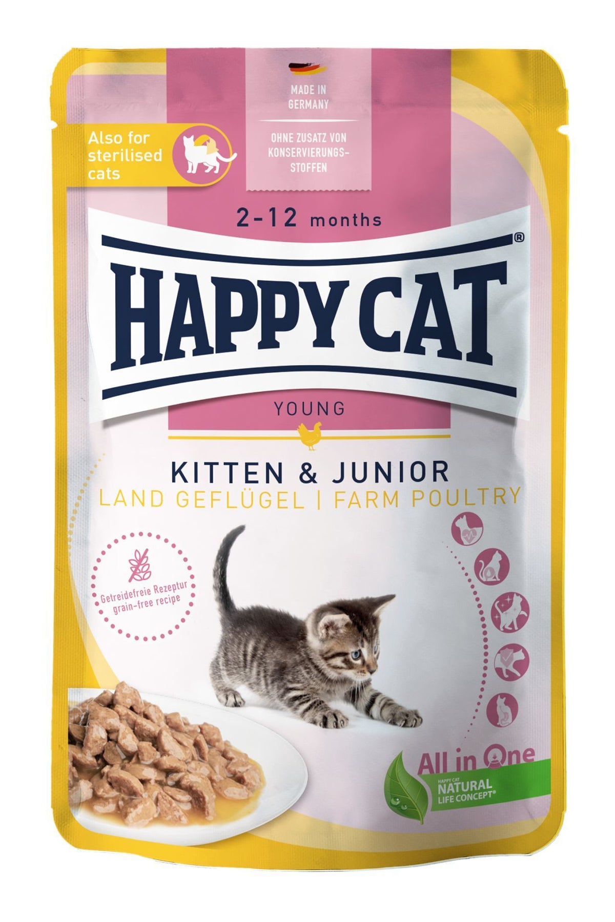 Happy Cat Kitten & Junior Farm Poultry Wet Cat Food