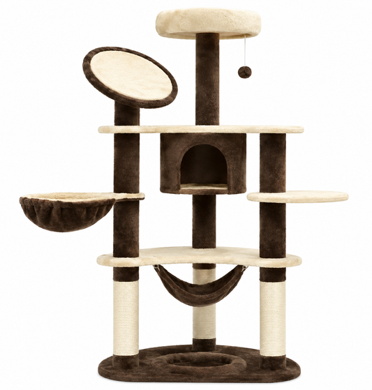Multi-Level Cat Tree Tower with Hammock, Plush Perches & Condo
