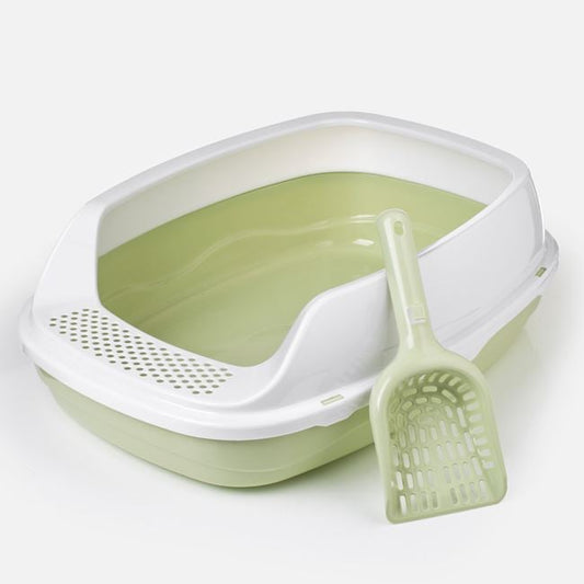 Semi-Enclosed Cat Litter Box with Sifting Tray & Scoop
