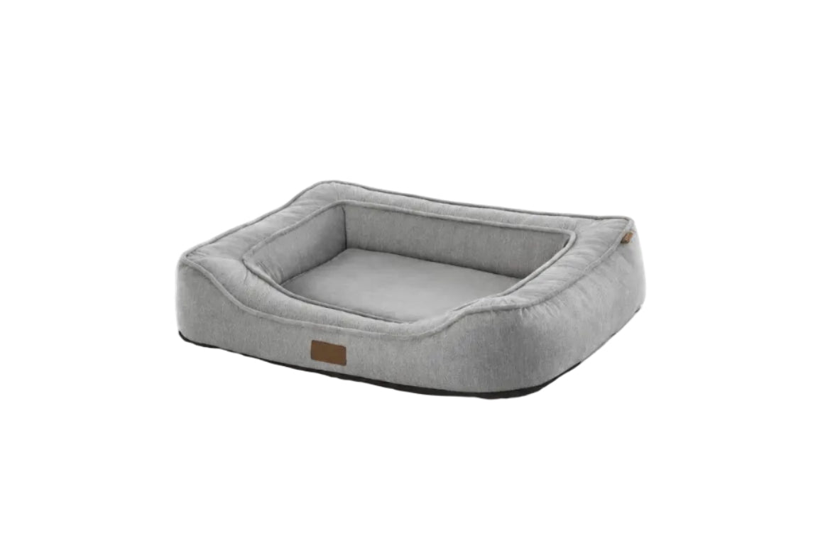 Koala Rectangular Fabric & Plush Lounge Pet Bed | GRAY