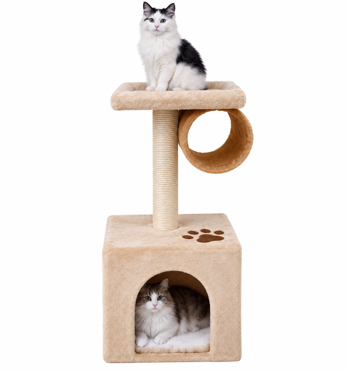 Cat Tree with Sisal Scratching Posts, Condo, Tunnel & Top Bed