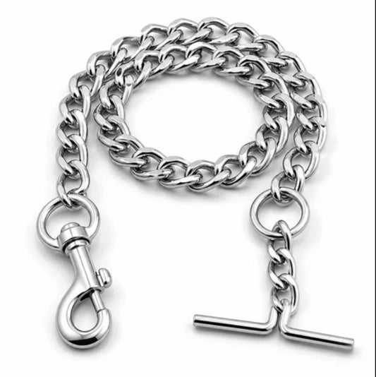 Heavy-Duty Metal Chain Dog Leash with T-Bar Fastener & Swivel Snap Hook