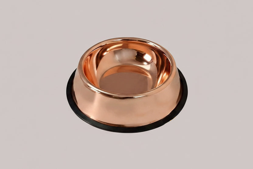Rose Gold Stainless Steel Pet Bowl with Non-Slip Base