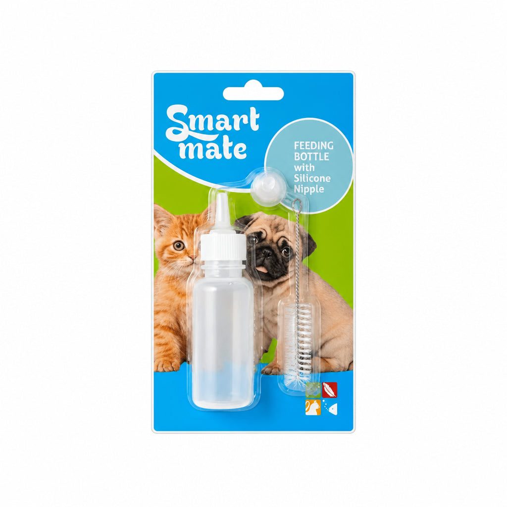 Smart Mate Pet Feeding Bottle with Silicone Nipple and Cleaning Brush