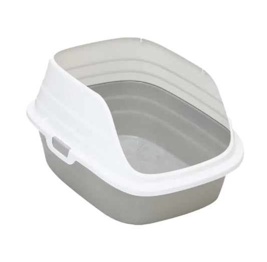 Open Top Cat Litter Box with High Rim Shield