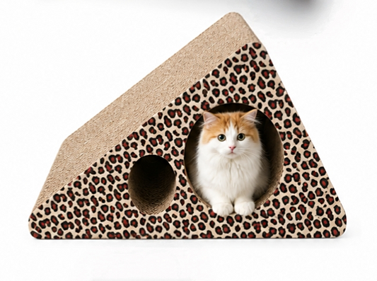 Triangular Corrugated Cardboard Cat House Scratcher Condo