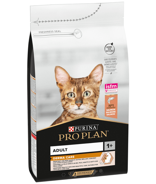 Purina - Pro Plan, Adult Derma Care Cat Food with Salmon - Skin & Coat Health & Hairball Control