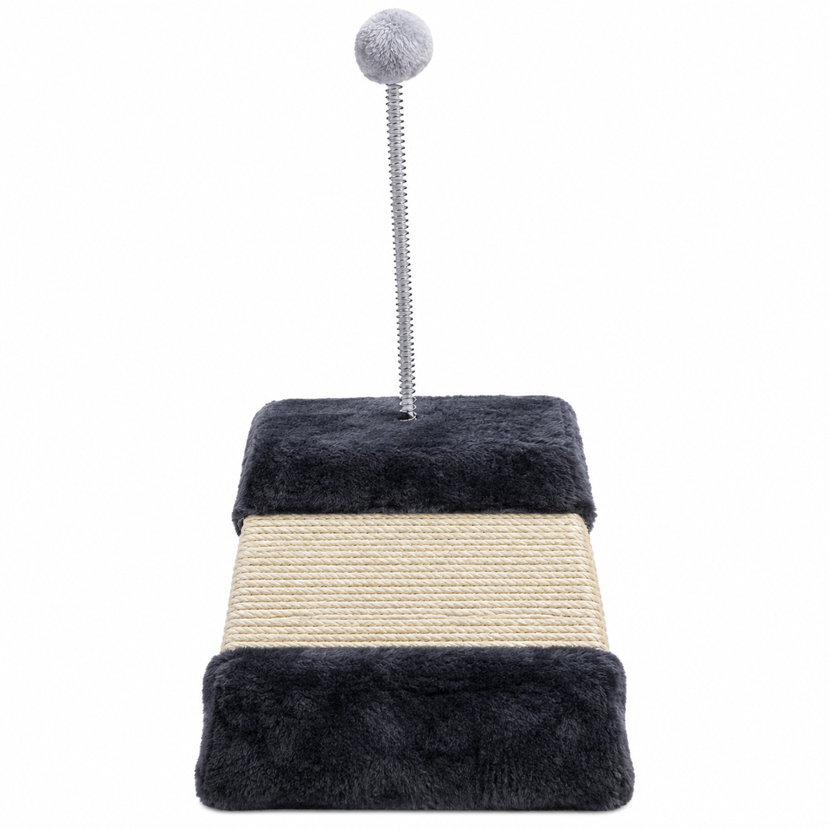 Compact Cat Scratching Block with Interactive Spring Toy