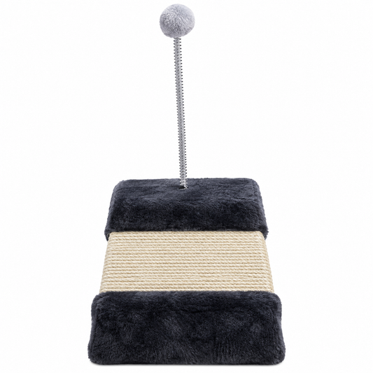 Compact Cat Scratching Block with Interactive Spring Toy