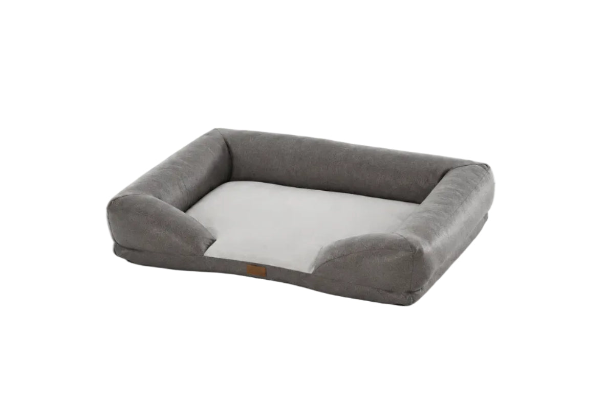 Koala Rectangular Leatherette & Plush Sofa Pet Bed | GRAY