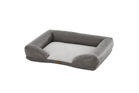 Koala Rectangular Leatherette & Plush Sofa Pet Bed | GRAY