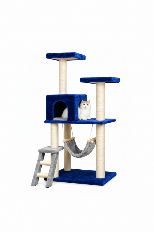 Multi-Level Cat Tree with Condo, Hammock, Perches, and Climbing Ladder