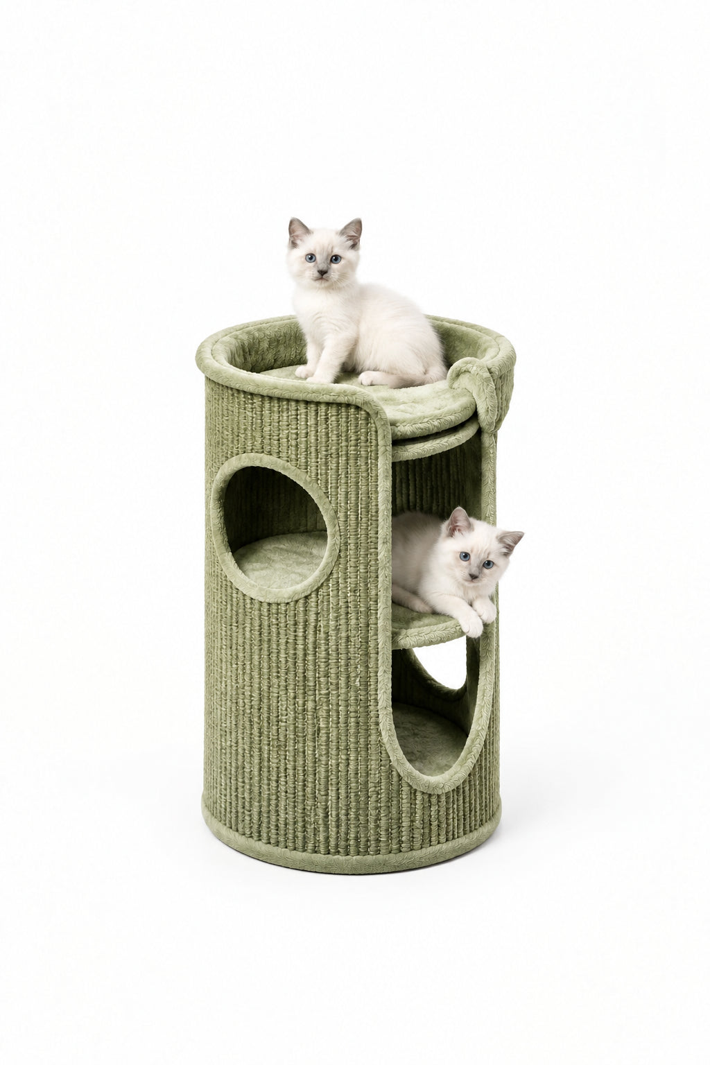 Multi-Tier Woven Rattan Cat Condo Tower Tower with Observation Perch