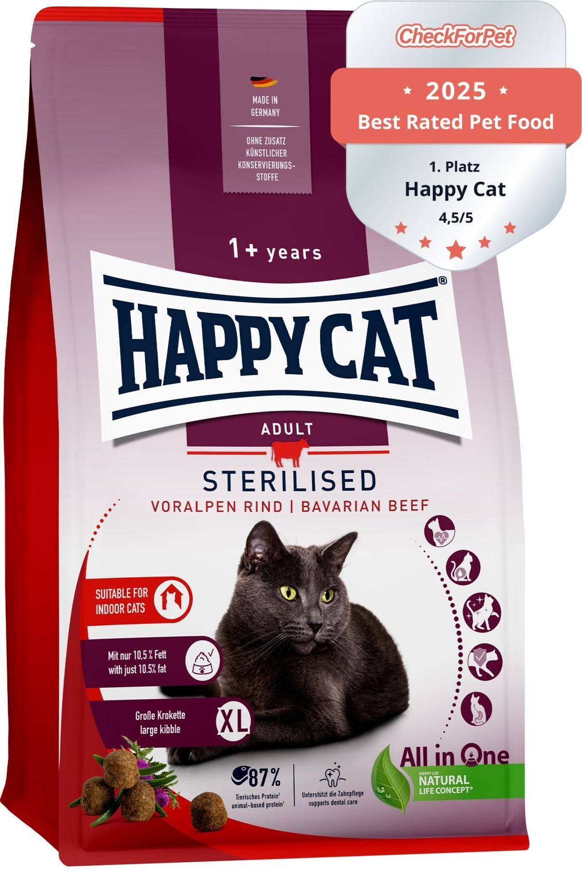 Happy Cat Sterilised Adult Bavarian Beef Dry Cat Food