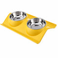 Load image into Gallery viewer, Double Stainless Steel Set with Spill-Proof Tray Base Food And Water Bowl
