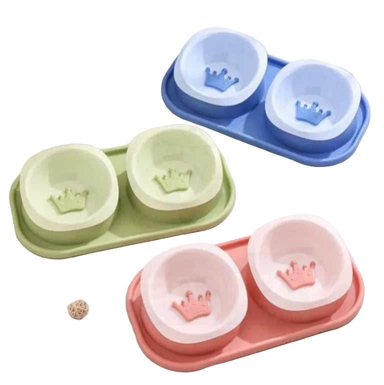 Double Slow Feeder & Tilted Pet Bowl with Non-Spill Tray