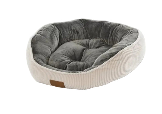 Koala Oval Corduroy & Plush Pet Bed | BEIGE