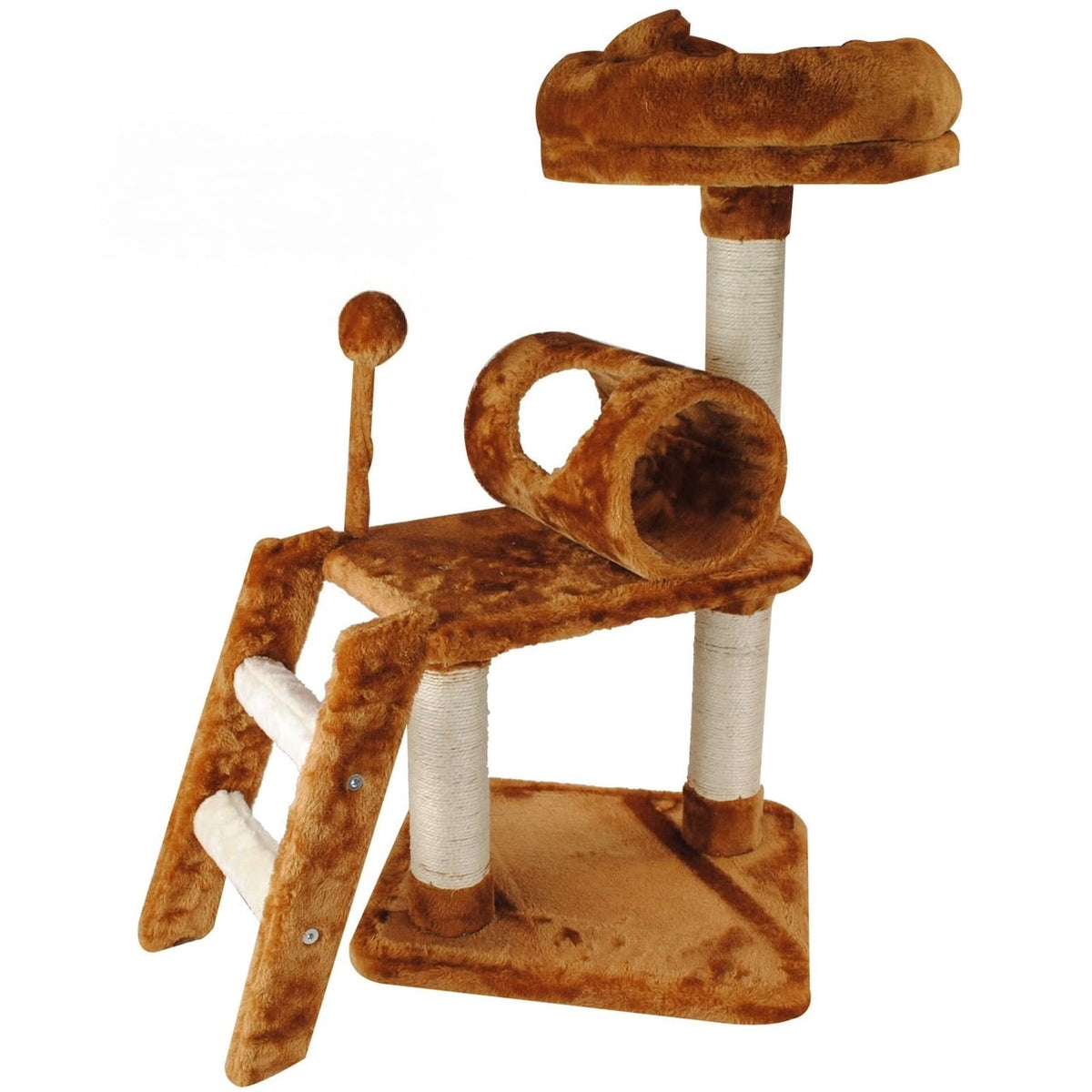 Multi-Level Cat Tree with Ladder, Scratching Posts, Tunnel & Top Bed